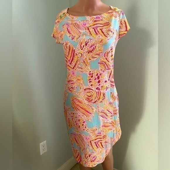 Lilly Pulitzer Loren Dress Women's Size S Tini Bikini Print Tropical Pima Cotton - Picture 1 of 5